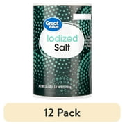(12 pack) Great Value Iodized Salt, 26 oz