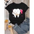 thumbnail image 2 of Fun Dental Print T-Shirt for Women - Casual Crew Neck, Soft Cotton Blend, Machine Washable - Perfect for Summer, 2 of 6