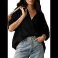 thumbnail image 2 of Blusa Informal Elegante para Mujer, de Negocios, de Corta, con Cuello en V y Tapeta, Color Negro, Talla XL, 2 of 8