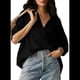 thumbnail image 2 of Blusa Informal Elegante para Mujer, de Negocios, de Corta, con Cuello en V y Tapeta, Color Negro, Talla XL, 2 of 8