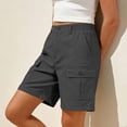 thumbnail image 6 of Zylanna Women's Cargo Shorts with Multi-Pockets, Casual Breathable Stretchy Elastic Waist Twill Bermuda Shorts for Outdoor Gray, 6 of 6
