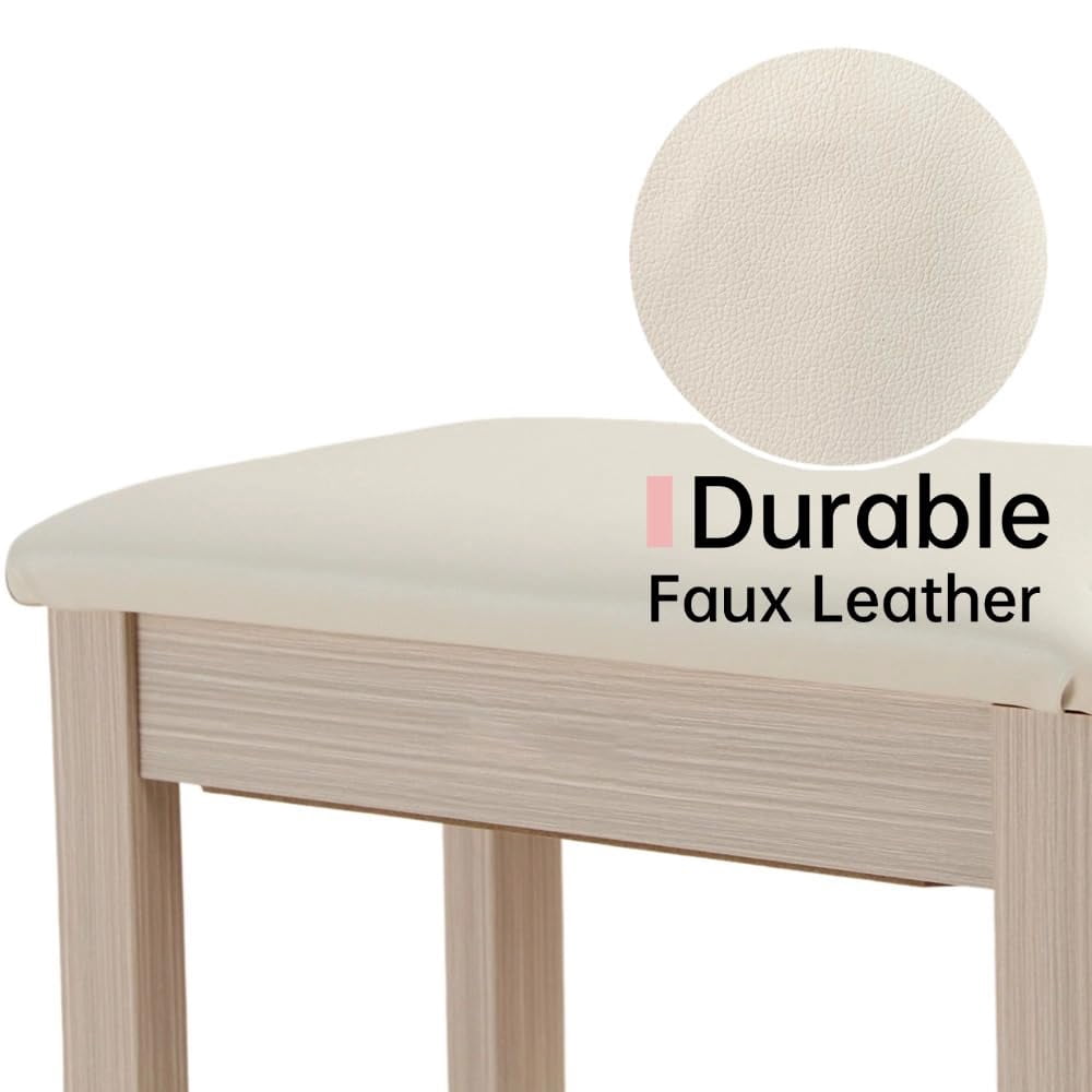 S100 Solid Wood Duet Piano Bench With Storage  Stool Padded Cushion Keyboard Bookcase Chair And Seat. High-density Sponges. (beige)
