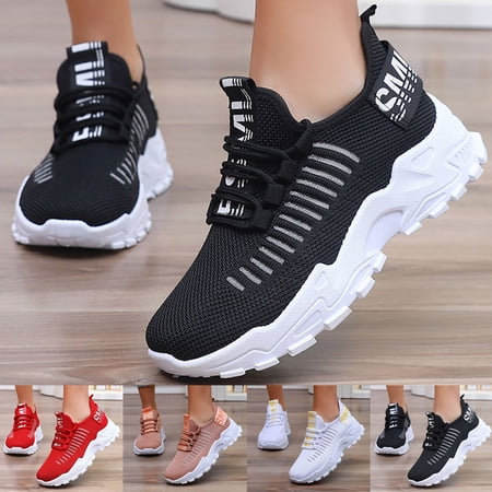 Pandaie Running Shoes for Womens Lace up Walking Tennis Fashion Sneakers Comfortable Lightweight Athletic Workout Sports Shoes (Black,6.5)