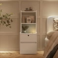 thumbnail image 2 of Llinc Store Nightstand with Charging Station, Smart Nightstand with Night Light, Modern Night Stand with Bookshelf, Bedside Tables with Storage Cabinet for Bedroom, White, 2 of 9