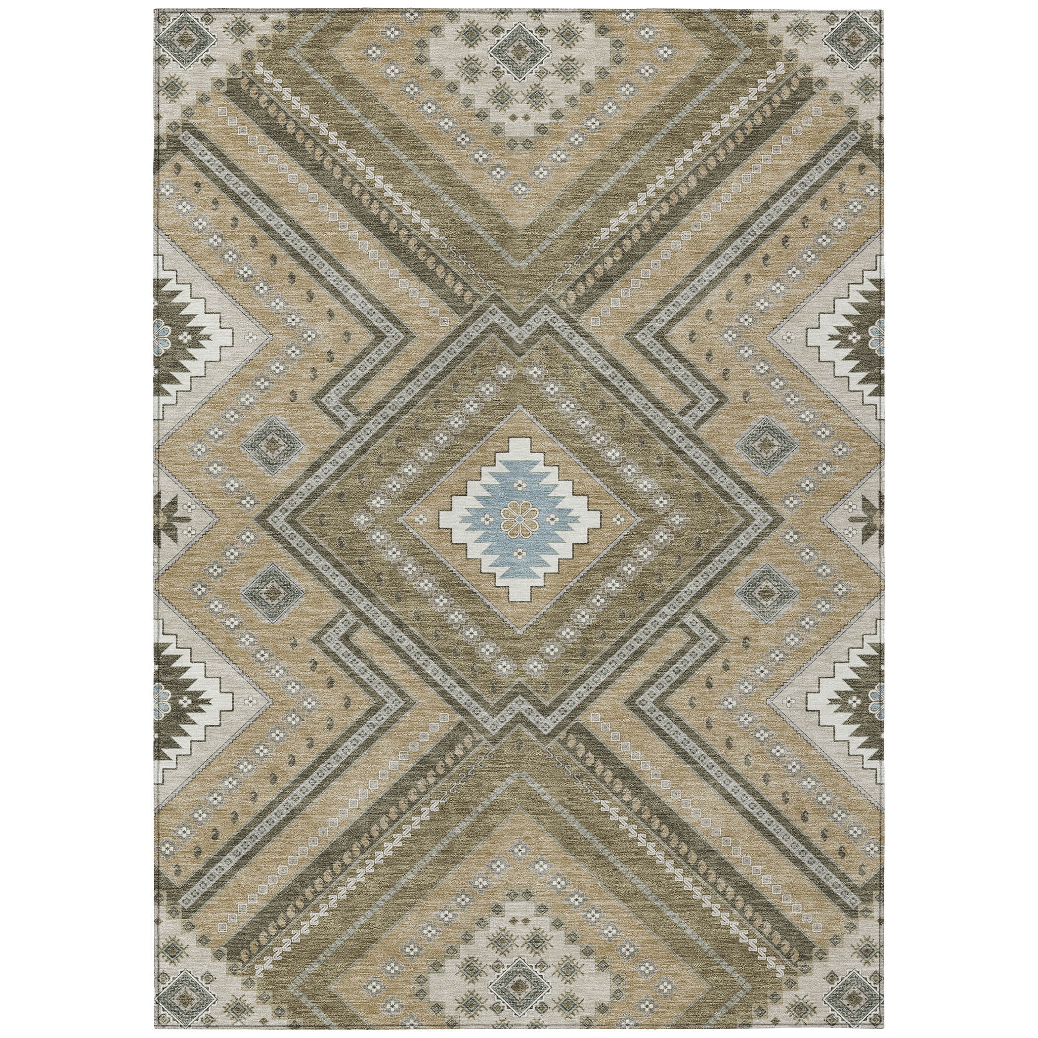 Addison Rugs Chantille Indoor/Outdoor Transitional Geometric, Abstract Beige Washable Rectangle Rug, 10' x 14'
