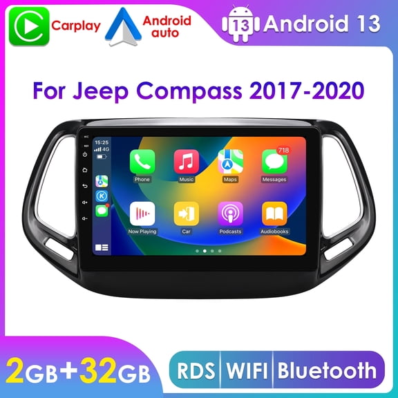 Android 13 Bluetooth Apple CarPlay 2 32GB Wifi RDS Car Stereo Radio Head Unit Multimedia GPS Navigation Player For Jeep Compass 2017 2018 2019 2020