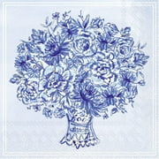 Boston International Rosanne Beck Everyday IHR 3-Ply Paper Napkins, 20-Count Cocktail Size, Blue Medallion