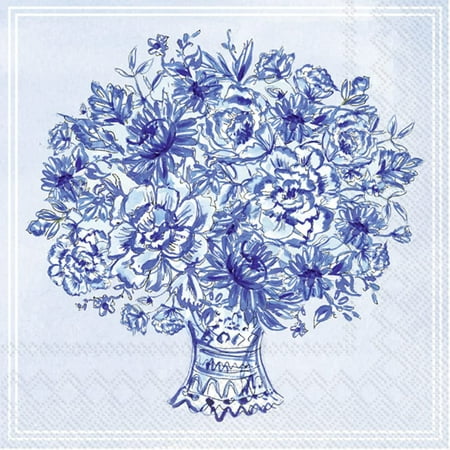 Boston International Rosanne Beck Everyday IHR 3-Ply Paper Napkins, 20-Count Cocktail Size, Blue Medallion