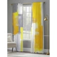 thumbnail image 3 of Yellow Gray Sheer Curtains 96 inches Long 2 Panels Set Geometric Graffiti Oil Paint Color Block Modern Tiers Sheers Rod Pocket Small Window Short Curtains for Kitchen Cafe, Each 52" W x 96" L, 3 of 7