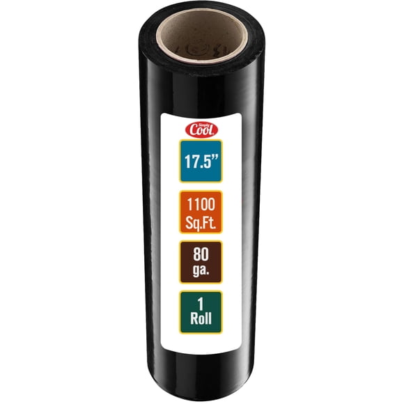 Simply Cool Rollo de envoltura retráctil de calibre 80 (20 micras), extra grueso, 17.5 pulgadas, 1100 pies cuadrados, calibre 80 (20 micras), para mover suministros, muebles, paletas, envoltura de plá