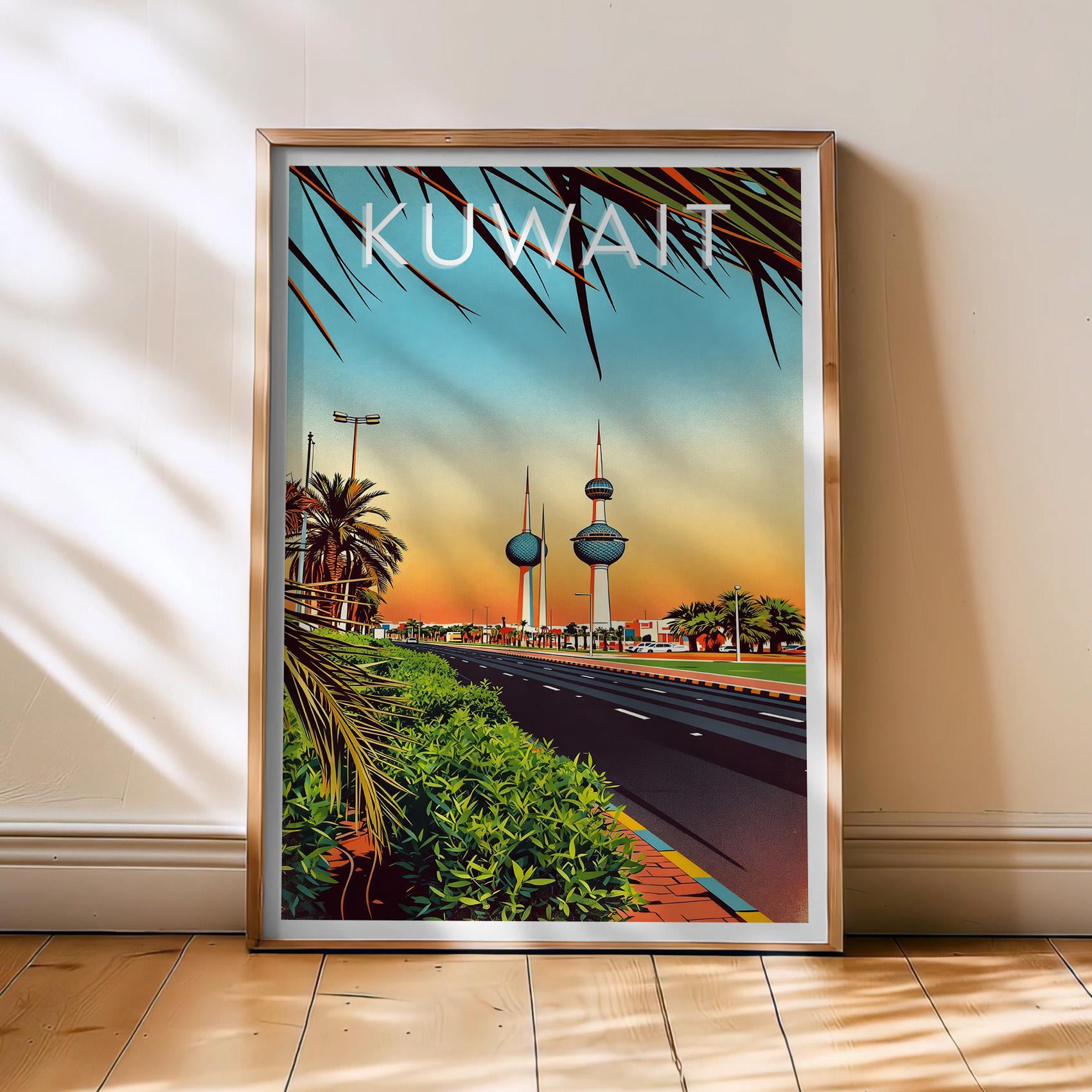Kuwait Travel Poster, Kuwait Poster, Asia Retro Wall Art, Bold Color Travel Wall, Home Gift , Poster Print Only