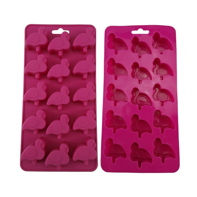 2 unids moldes de flamingo antiadherente de silicona dulces chocolates moldes molde de jabón diy para la cocina casera
