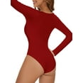 thumbnail image 3 of MANIFIQUE Women's Henley Shirt Square Neck Button Down Ribbed Tank Top Long Sleeve Bodysuits, 3 of 6