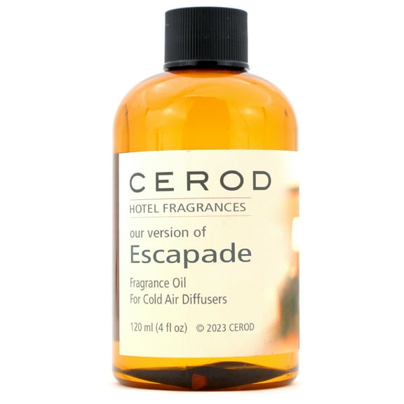 CEROD - Hotel Scents - Escapade Fragrance Oil for Cold Air Diffusers - Luxury Hotel Inspired Aromatherapy Oil Scents for Home & Office - Splash of Lemon, Elegant Jasmine, Ocean & Musk - 120mL
