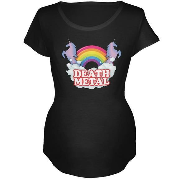 Death Metal Rainbow Unicorns Maternity Soft T Shirt Black MD