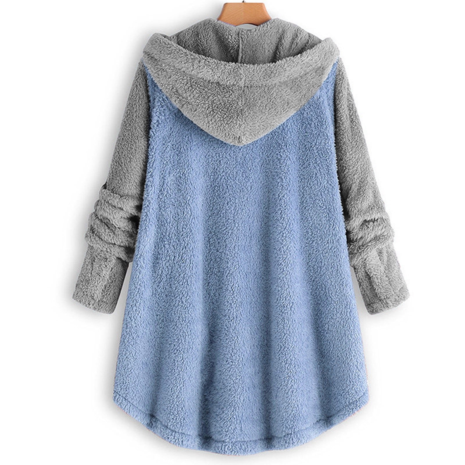BONIXOOM Christmas Pajamas For Women Thanksgiving Pajamas Sleepwear Button Long Sleeve Sleep Tops Solid Light Blue L