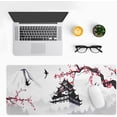 thumbnail image 2 of Japanese Cherry Blossom Gaming Mouse Pad 31.5 X 11.8 Inch Japanese Pagoda Sakura White Anime Large Mousepad Non-Slip Rubber Base Stitched Edges Keyboard Mouse Mat Desk Pad for Office Home Game, 2 of 6