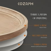 COZAYH Rustic Round Wood Coffee Table with Storage and Tray, White