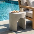 thumbnail image 2 of FOROUTIA 15.7" Gray Arch Side Table, Waterproof Magnesium Oxide Accent Table, Modern Indoor Outdoor End Table for Patio, Living Room, Bedroom, Small Space Stool, 2 of 7