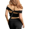 thumbnail image 3 of Women Crop Bandeau Tops Summer Sleeveless Backless Off-shoulder Tops, 3 of 7