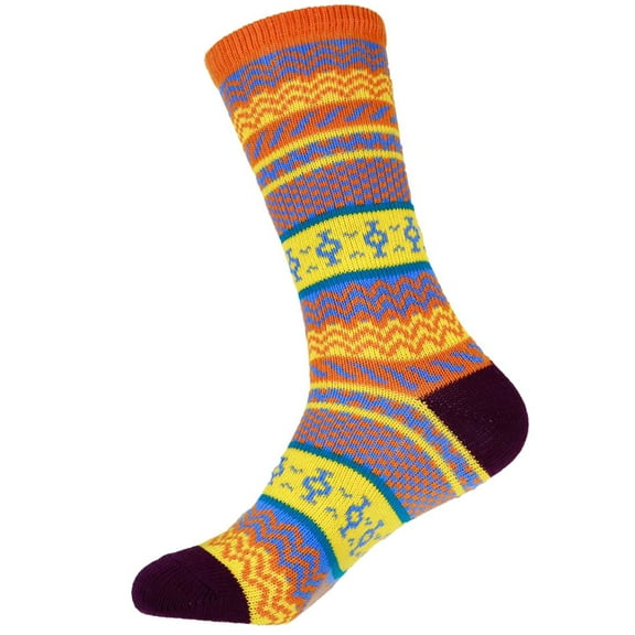 Women's Colorful Patterned Socks - Vintage Knitted Fashion Novelty Funky Crazy Designer Argyle Striped Dress Cotton Over the Calf Socks - Color 4 - Size Large - 1 Pair