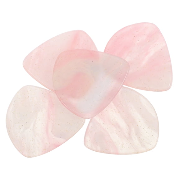 OULII Guitar Pick Set Pink Resin Heart Shaped 5Pcs For Fast Strumming Techniques