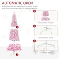 thumbnail image 5 of HOMCOM 7.5ft Tall Unlit Snow Flocked Artificial Christmas Tree Slim Pencil Xmas Tree with Pine Shape and Realistic Branches, Pink, 5 of 9