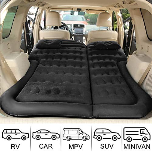SAYGOGO SUV Air Mattress Camping Bed Cushion Pillow - Inflatable Thickened  Car Air Bed with Electric Air Pump Flocking Surface Portable Sleeping Pad  