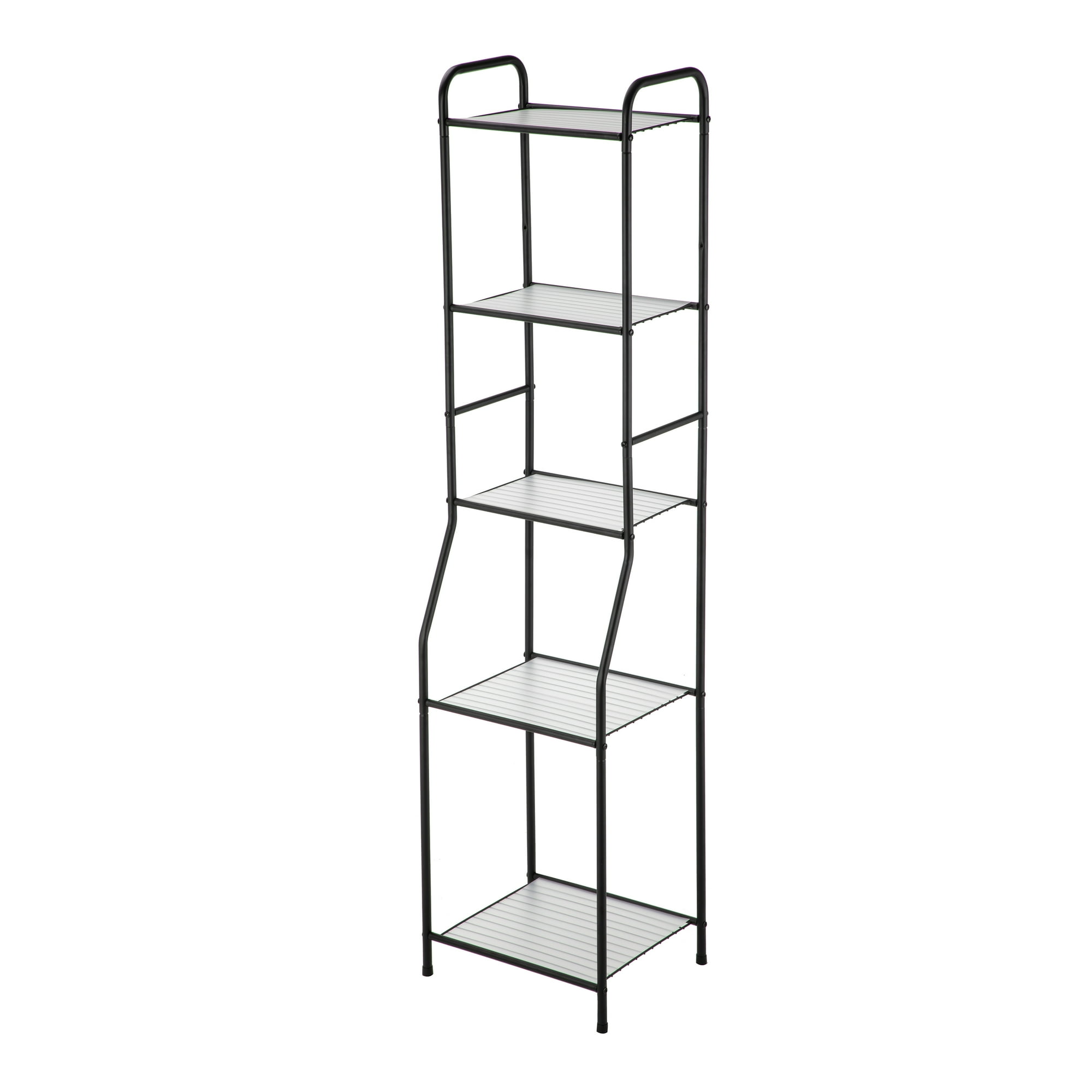 Mainstays 5-Shelf Steel Bathroom Storage Tower, Matte Black