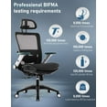 thumbnail image 6 of Ergonomic Mesh Office Chair with Footrest and Adjustable Lumbar Support, High Back Home Office Desk Chair, 4D Flip-up Arms, 3-Level Tilt Backrest, Computer Chair for Long Desk Work, 6 of 8