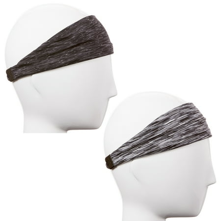 Headband Gift - Hipsy Xflex Adjustable & Stretchy Sports Sweat Running Headbands for Women Gift Pack (Black & Grey 2pk)
