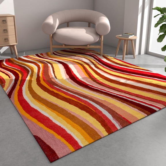 Jaipur Rugs India Modern Wool & Viscose Sample, Rose Petal, 5 x 8