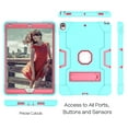 thumbnail image 6 of Case for 2019 iPad Air 3 10.5/2017 iPad Pro 10.5 inch, Kickstand Shockproof Kids Proof Case Heavy Duty High Impact Resistant Hybrid Three Layer Rugged Defender Full Body Protection Case, Mint+Rose, 6 of 7