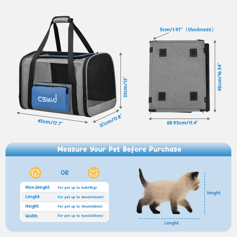 BurgeonNest Cat Carrier for Large Cats 20 lbs,Medium Cats Under 25 lbs,2  Cats and Small Dogs with Unique Side Bag,Top Load Pet Carrier Soft-Sided