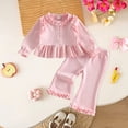 thumbnail image 6 of yboeqw 6M-4T Toddler Girls Clothing 2 Piece Plaid Print Long Sleeve Ruffle Shirt Top Wide Leg Pants Sets Fall Winter Outfits,Size 18-24 Months, 6 of 6