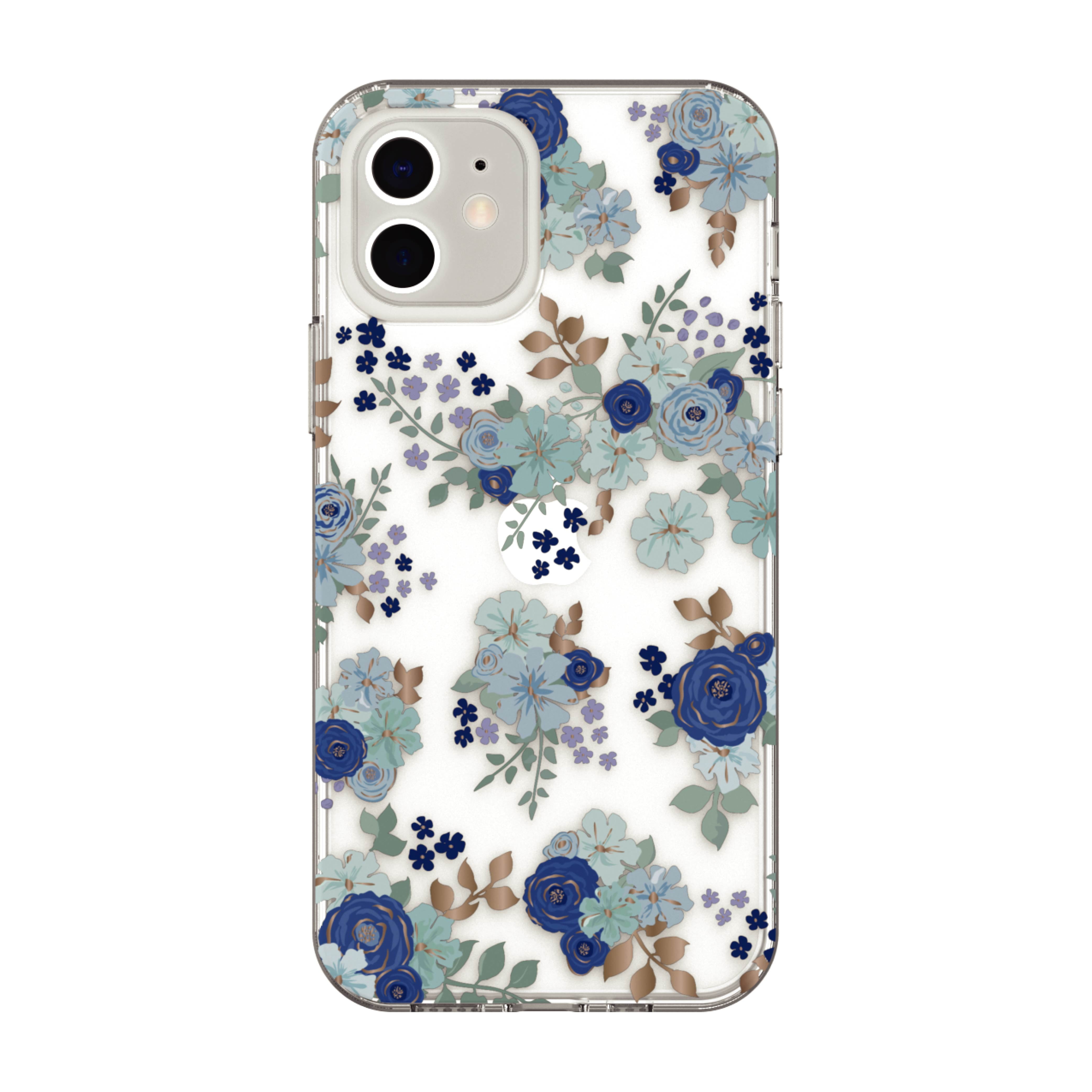 onn. Fashion Phone Case for iPhone 12, 12 Pro, Blue Floral