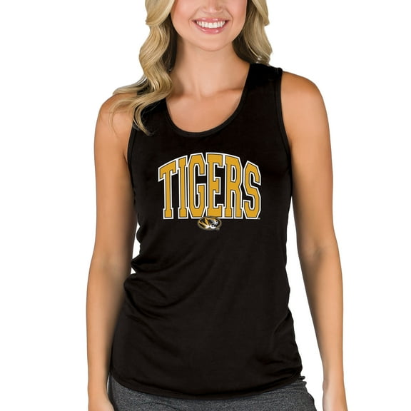 Women's College Concepts Black Missouri Tigers Marathon Racerback Tank Top