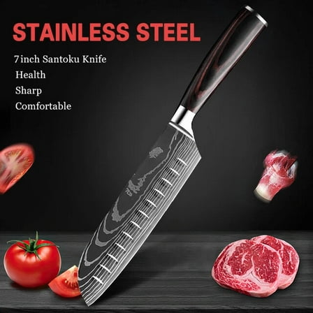 7" Santoku Knife High Carbon Stainless Steel Damascus Kitchen Chef Knife Sharp