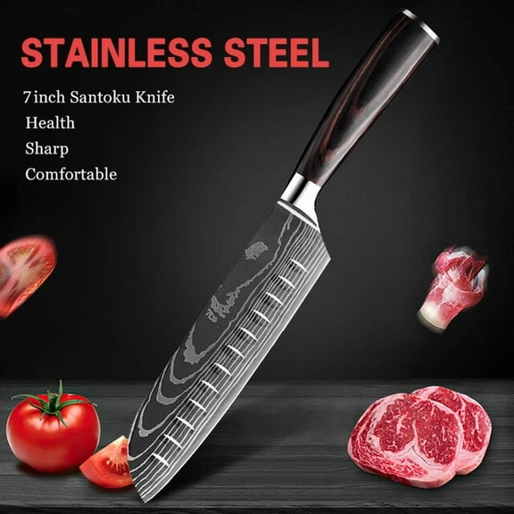 7" Santoku Knife High Carbon Stainless Steel Damascus Kitchen Chef Knife Sharp