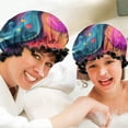 thumbnail image 6 of Shower Caps,Colorful Tie Dye Flow Ball Pattern Waterproof Shower Cap for Women 4 Pieces,Double Reusable Hair Cover for Shower PEVA Elastic Stretch Hem, 6 of 7