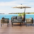 thumbnail image 3 of RONSHIN 2-Person Outdoor Rattan U-Shaped Sofa Set with Table, Garden Backyard Balcony Furniture, 3 of 9