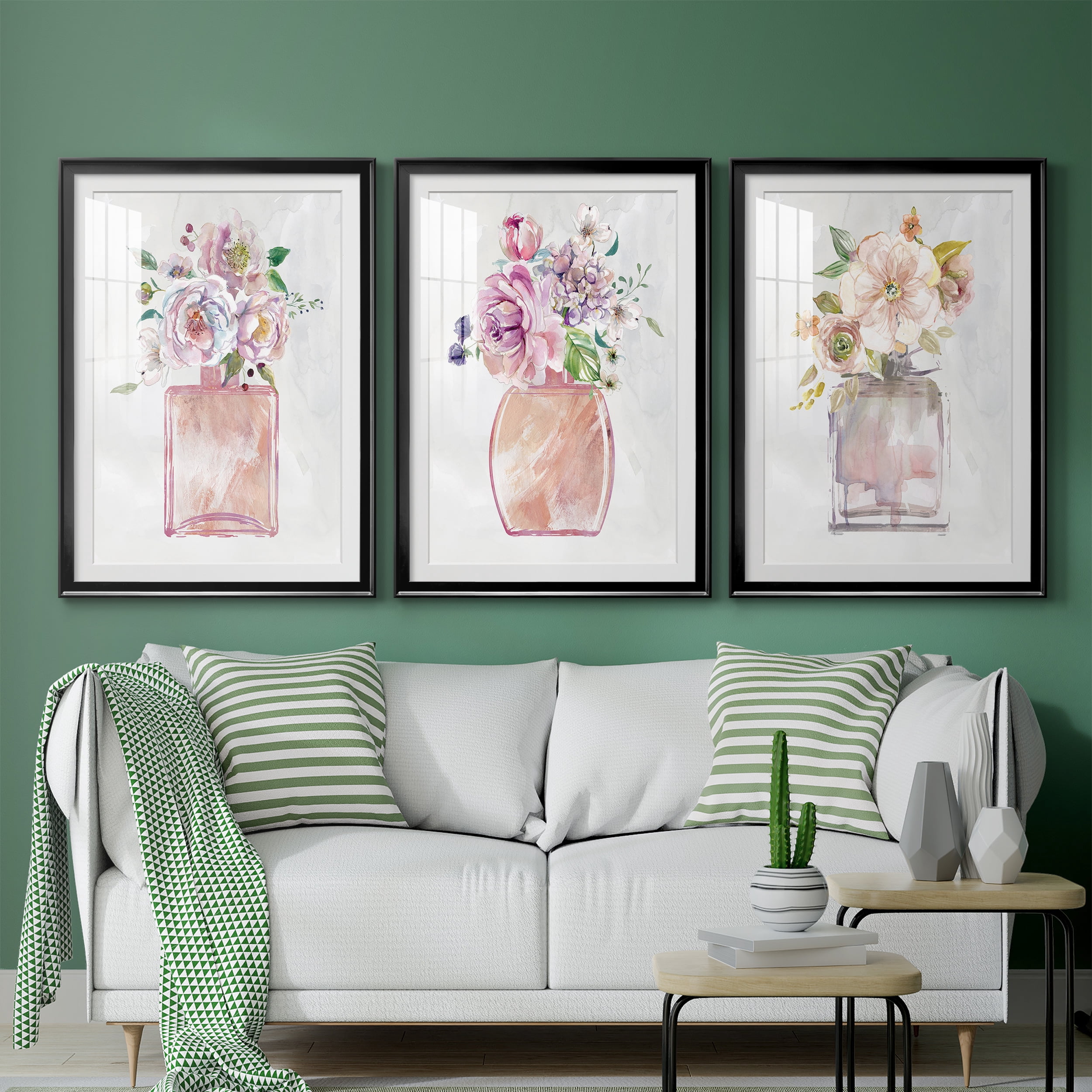 Fragrance of Summer I Premium Framed Prints Set of 3 - Ready to Hang - 26.5 x 36.5 Each - Black Frame