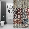 thumbnail image 3 of Brown Pattern Shower Curtain for Bathroom, Retro Abstract Art Classic Brown Red Orange Pattern Waterproof Cloth Fabric Bathroom Accessories Set with 12 Rust Proof Plastic Hooks, 60"x72", 3 of 9