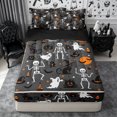 thumbnail image 3 of Erosebridal Gothic Skeleton Ghost Zipper Twin Comforter Sets with Fitted Sheet and 2 Pillowcases,Halloween Black Cats Zipper Bedding Set,Dark Grey,Reversible, 3 of 7