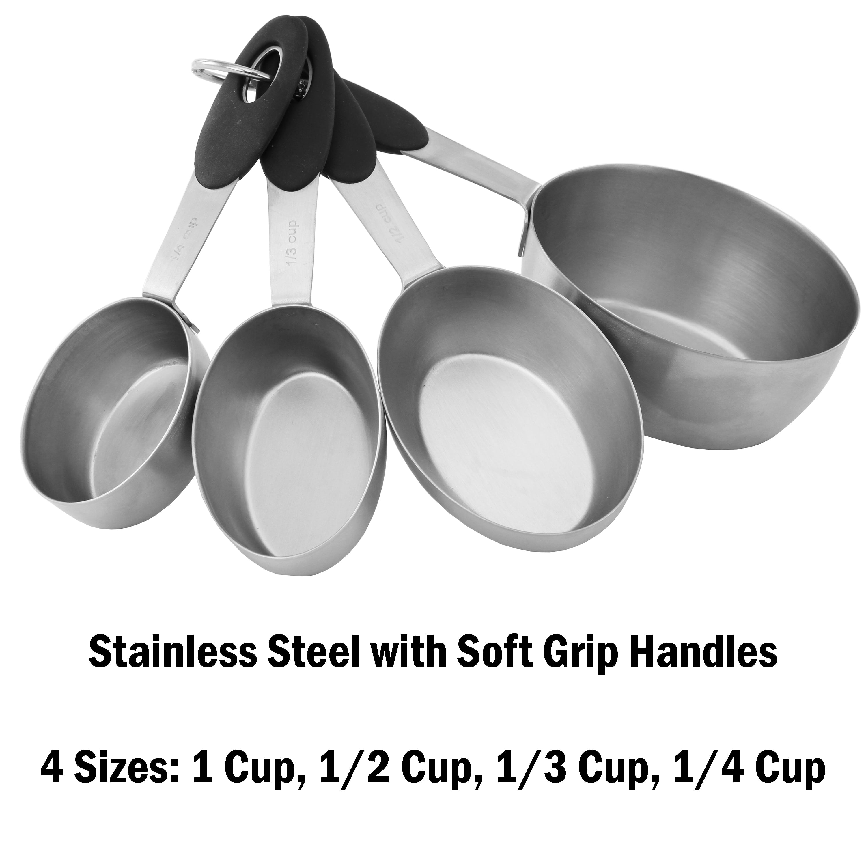 Stainless Steel Measuring Cups and Spoons Set & Everyday Kitchen Tool Set (15 Pc) Bundle