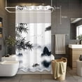 thumbnail image 3 of Traditional Chinese Painting No Hook Shower Curtain with Snap in Liner Black and White Natural Landscape Waterproof Bathroom Shower Curtain with See Through Top Window for Bathtub 36" x 72", 3 of 9
