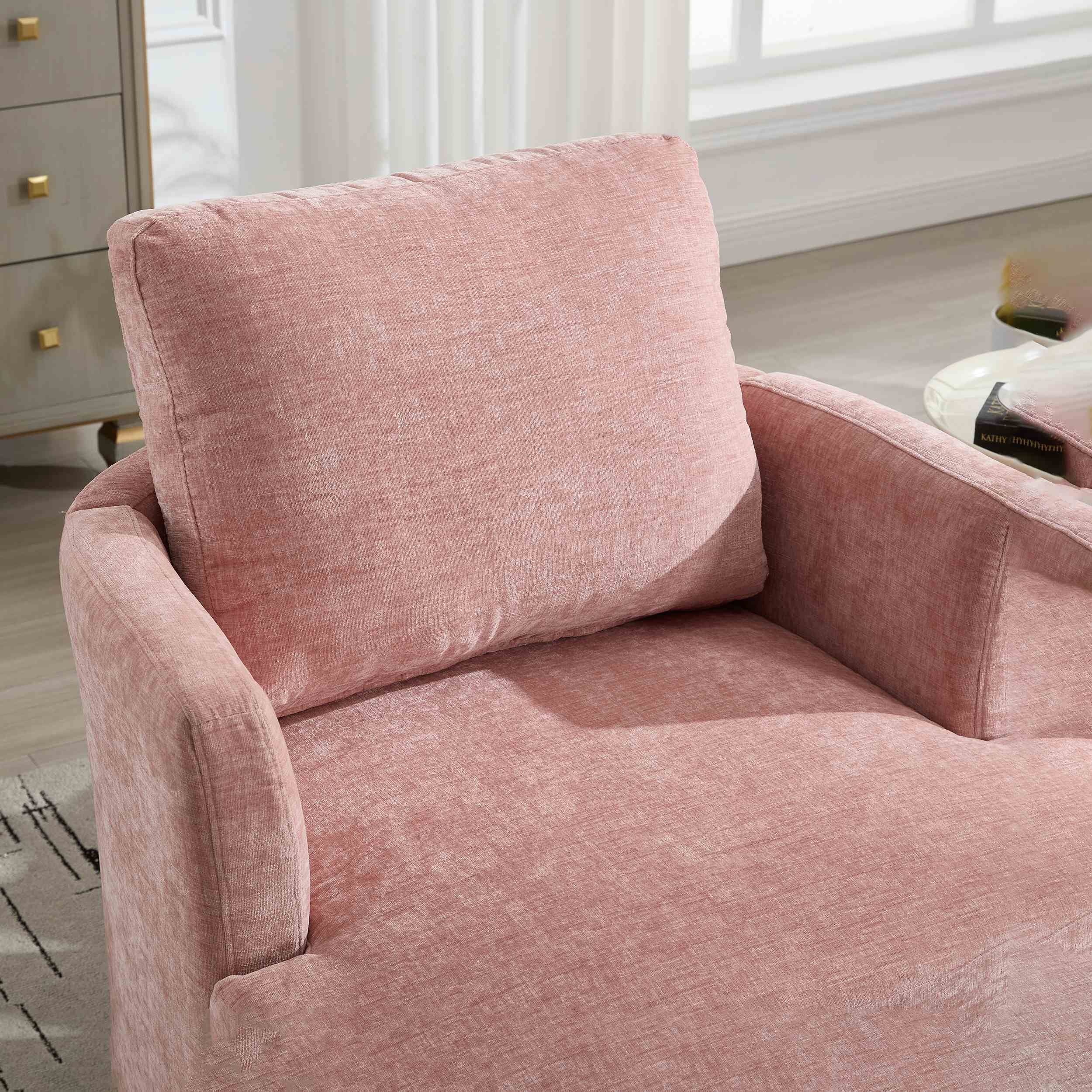 360° Swivel Barrel Chair, Upholstered Accent Chair, Suitable for Nurseries, Offices,Pink