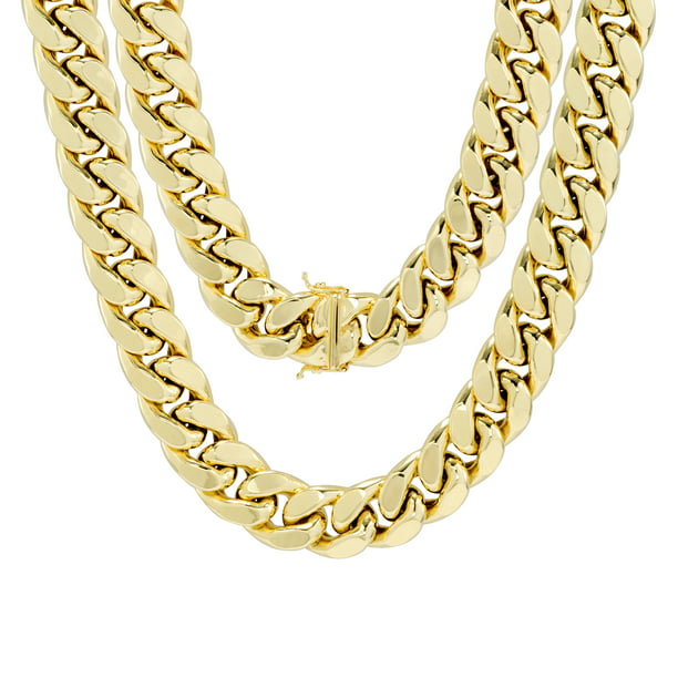 Nuragold 10k Yellow Gold 14.5mm Miami Cuban Link Chain Necklace 
