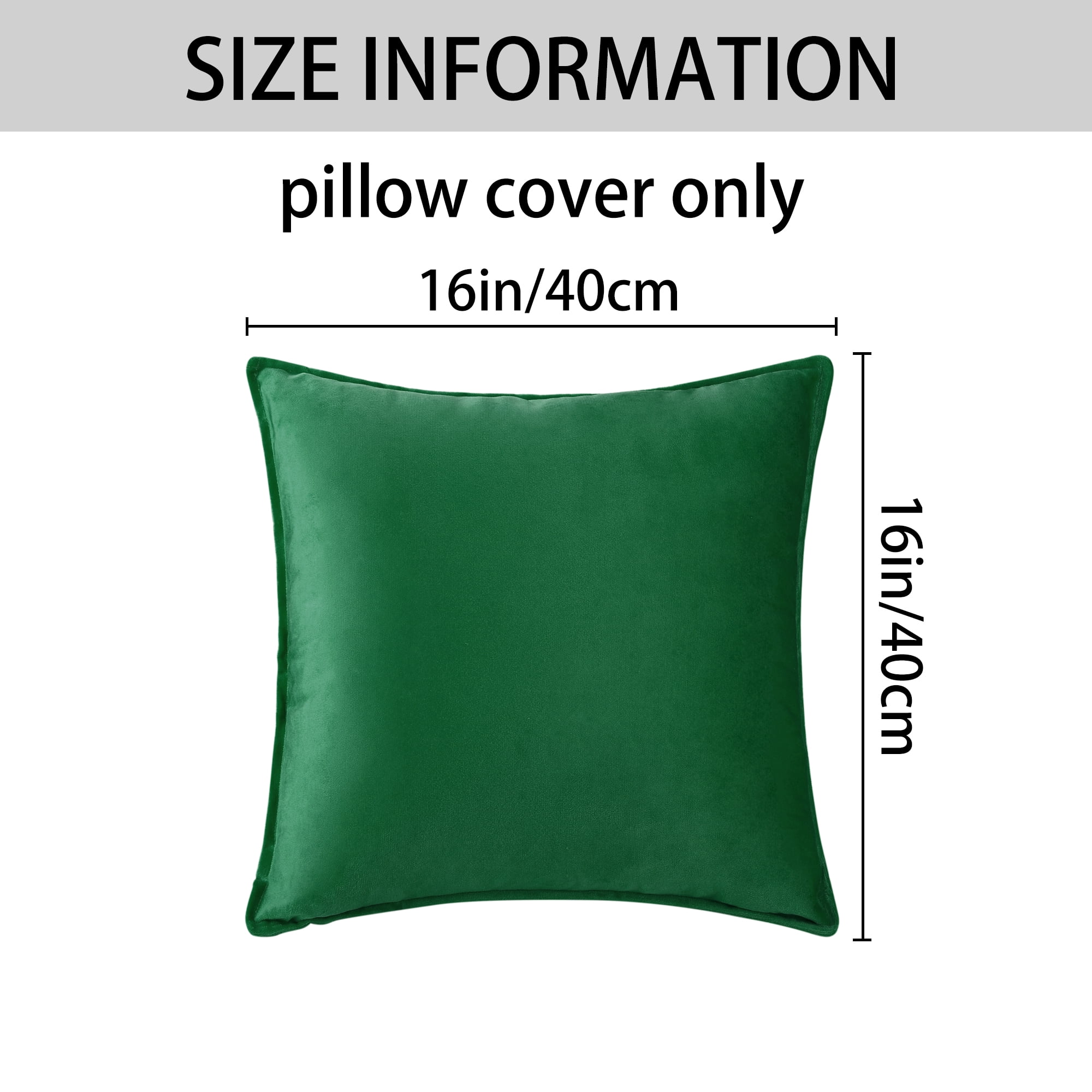 Unique Bargains Velvet Solid Throw Pillow Covers Decorative Cushion Covers (2 Count) Green 16" x 16"