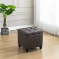 thumbnail image 3 of Wovenbyrd Square Button Tufted Storage Ottoman with Lift-Off Lid - Cream, 3 of 6